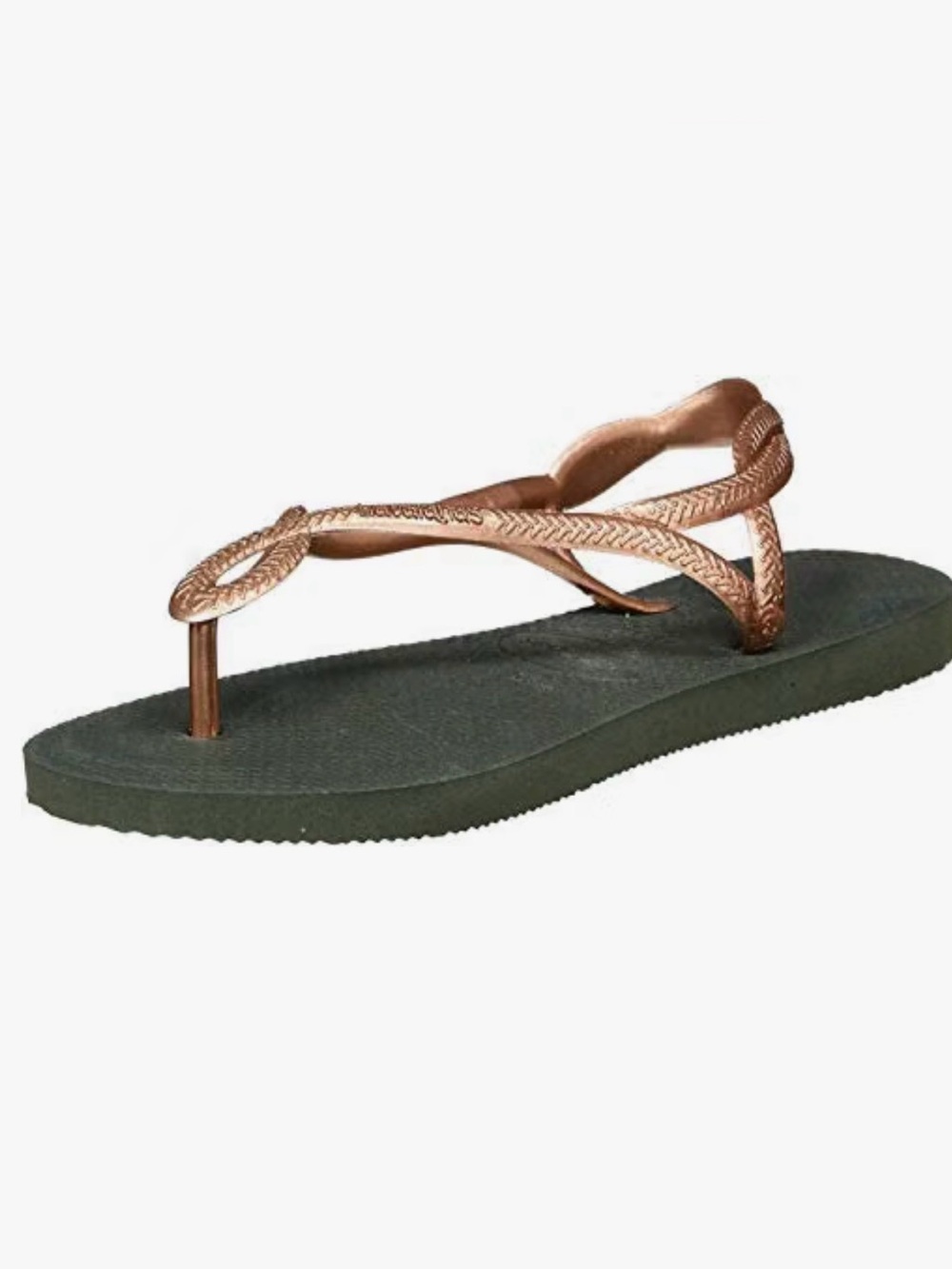 NWOT Rare! Havianas Luna Rose Gold Olive Green